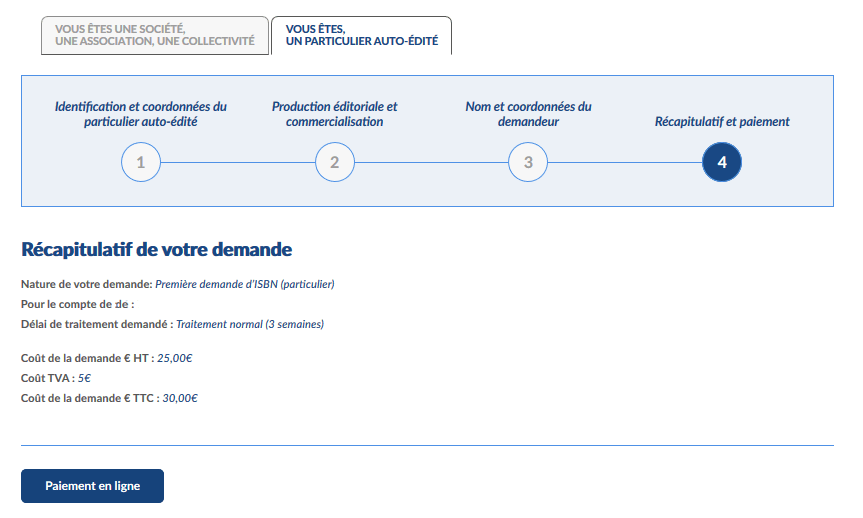 Auto-édition pour un auteur et ISBN - Page 5 de la demande de numéros ISBN